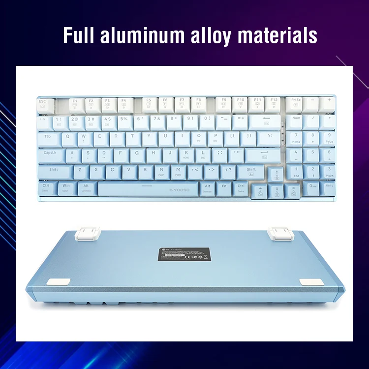 E-Yooso Z-94J Tri-Mode RGB 94-Keys Hot-Swappable Mechanical Keyboard White/Blue (Linear White Switch)