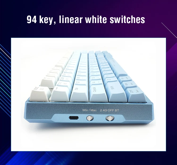 E-Yooso Z-94J Tri-Mode RGB 94-Keys Hot-Swappable Mechanical Keyboard White/Blue (Linear White Switch)