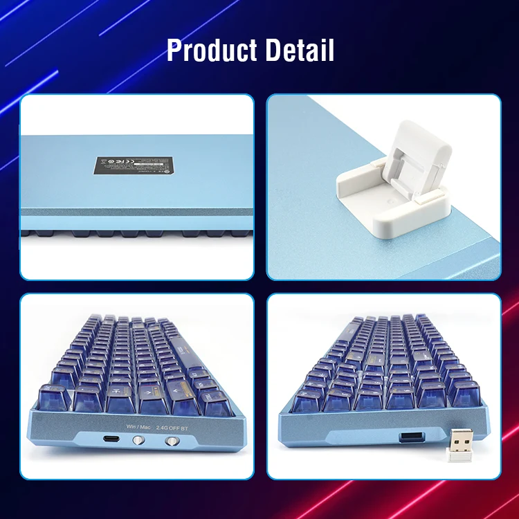 E-Yooso Z-94J Tri-Mode RGB 94-Keys Hot-Swappable Mechanical Keyboard Crystal Blue (Linear White Switch)