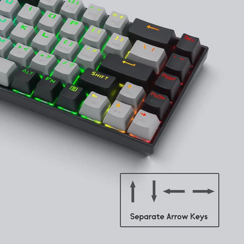 E-Yooso Z-686 RGB 68-Keys Hot Swappable Mechanical Keyboard Grey/Black (Red Switch)