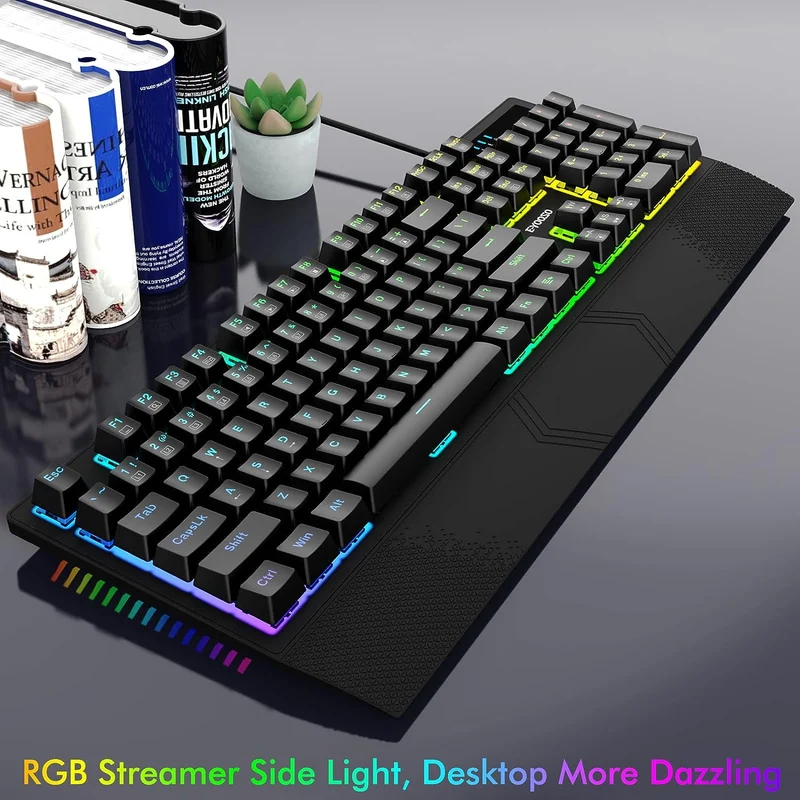 E-Yooso K-662 Rainbow Light 104-Keys Wired Mechanical Keyboard Black