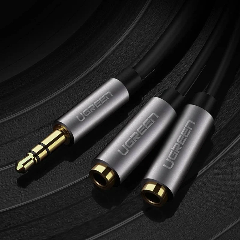 UGreen 3.5mm AUX Stereo Audio Splitter Cable With Braid 20cm (Black) (AV123/10532)