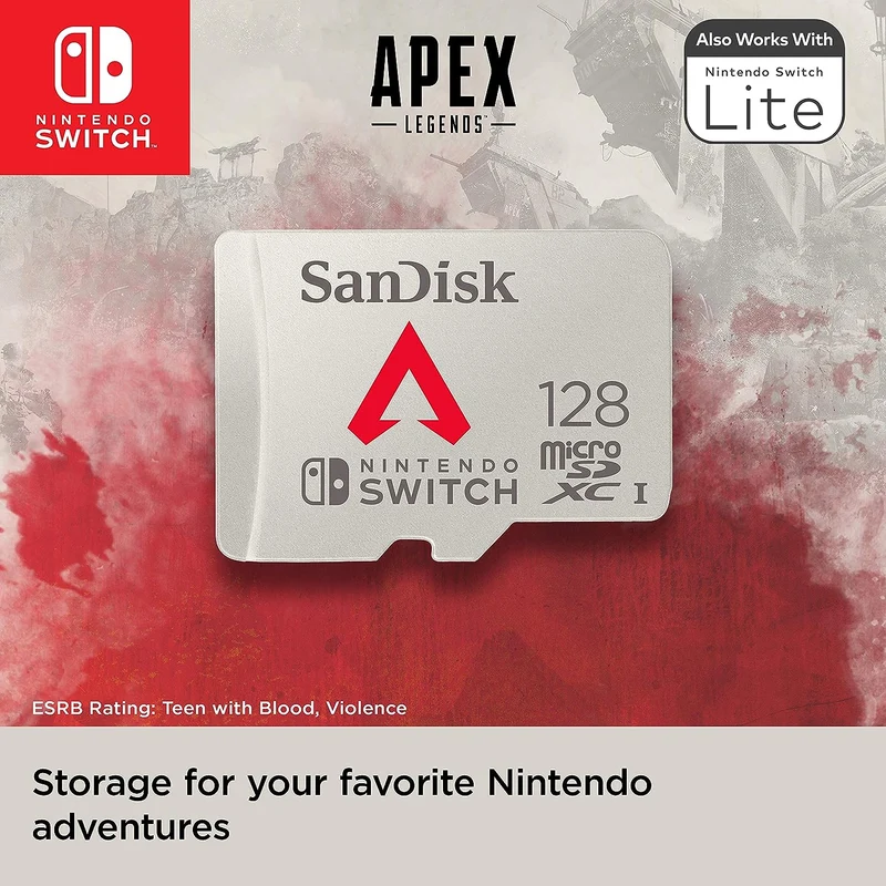 SanDisk 128GB MicroSDXC UHS-I 100MB/S Memory Card For Nintendo Switch - Apex Legends Edition (SDSQXAO-128G-GN3ZY)