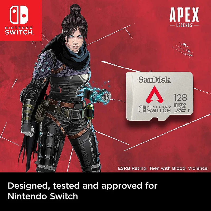 SanDisk 128GB MicroSDXC UHS-I 100MB/S Memory Card For Nintendo Switch - Apex Legends Edition (SDSQXAO-128G-GN3ZY)