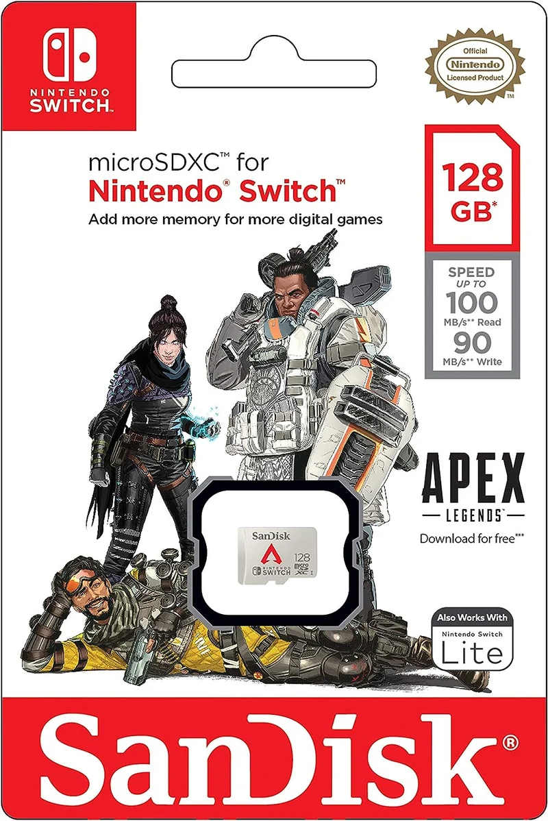 SanDisk 128GB MicroSDXC UHS-I 100MB/S Memory Card For Nintendo Switch - Apex Legends Edition (SDSQXAO-128G-GN3ZY)