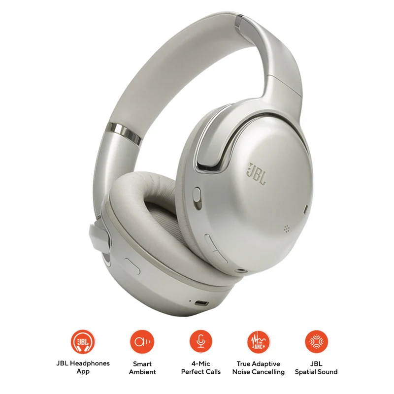 JBL Tour One M2 True Adaptive Noise Cancelling Over-Ear Wireless Headphones (Champagne)