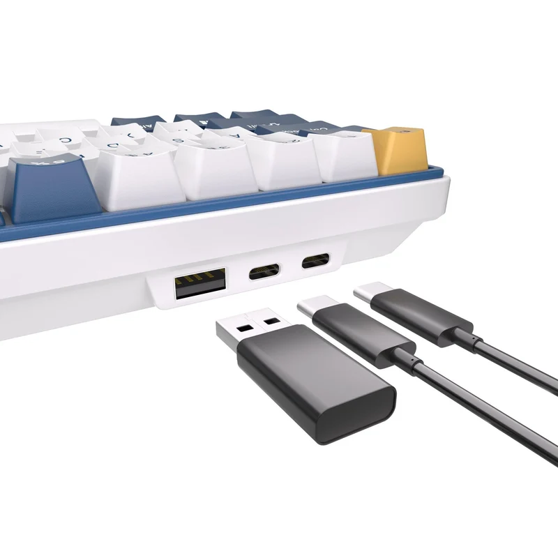 Royal Kludge RK61 Plus Tri-Mode RGB 61-Keys Hot Swappable Mechanical Keyboard Klein Blue (Sky Cyan Switch)