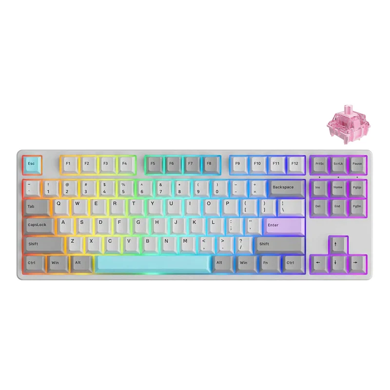 Akko 5087S Via RGB Hot-Swappable Mechanical Keyboard Silent (Gateron Pink-Lubed)