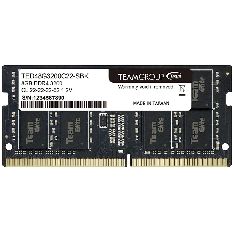 Teamgroup Elite 8GB DDR4 3200MHZ CL22-22-22-52 1.2V SODIMM Memory (TED48G3200C22-S01)