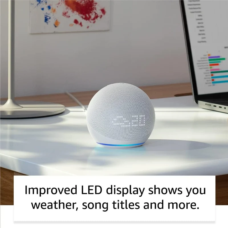 Amazon Echo Dot 5th Gen Smart Speaker With Clock & Alexa (Glacier White)