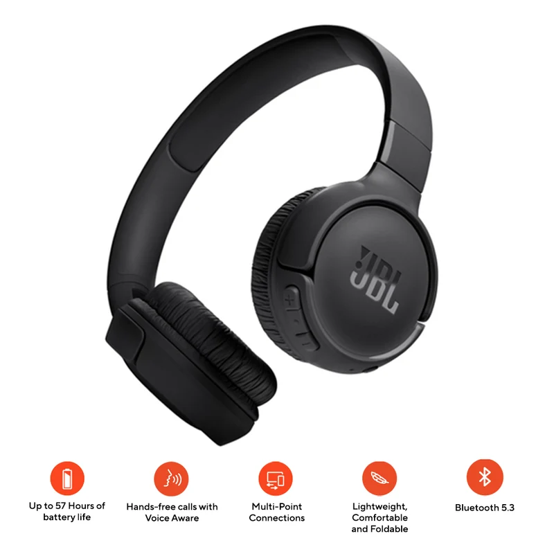 JBL Tune 520BT Wireless On-Ear Headphones (Black)