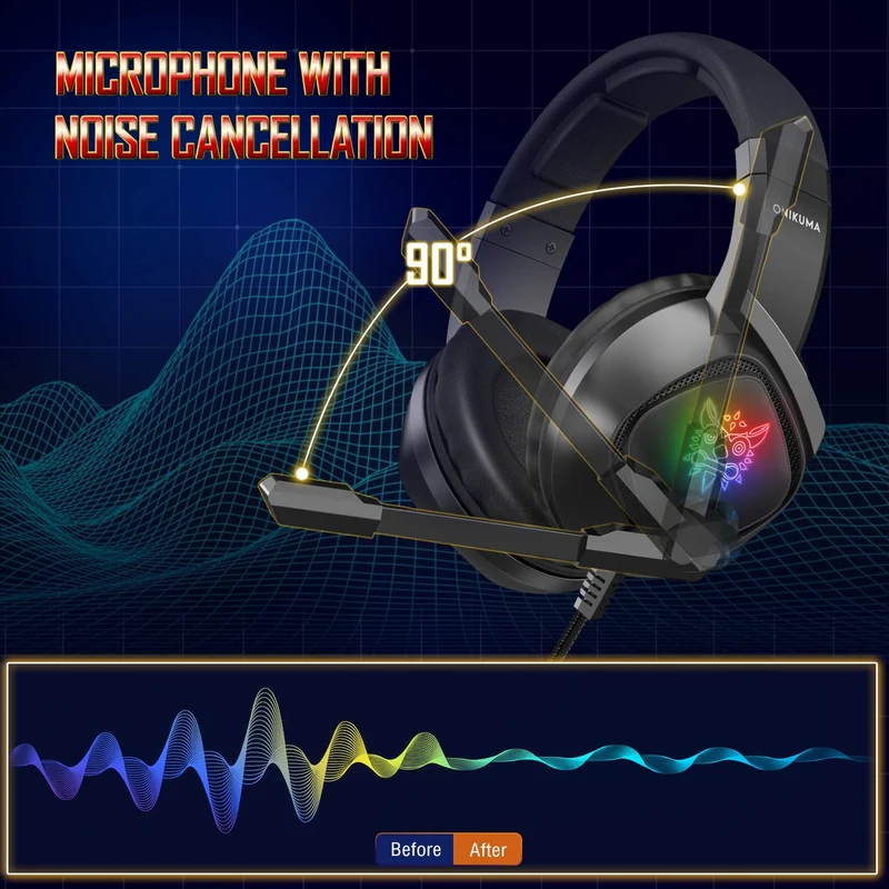 Onikuma K19 Professional Gaming Headset With RGB LED Backlight (Black)