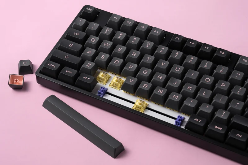 Akko 5087S VIA RGB Hot-Swappable Mechanical Keyboard Black & Pink (V3 Cream Yellow Switch)