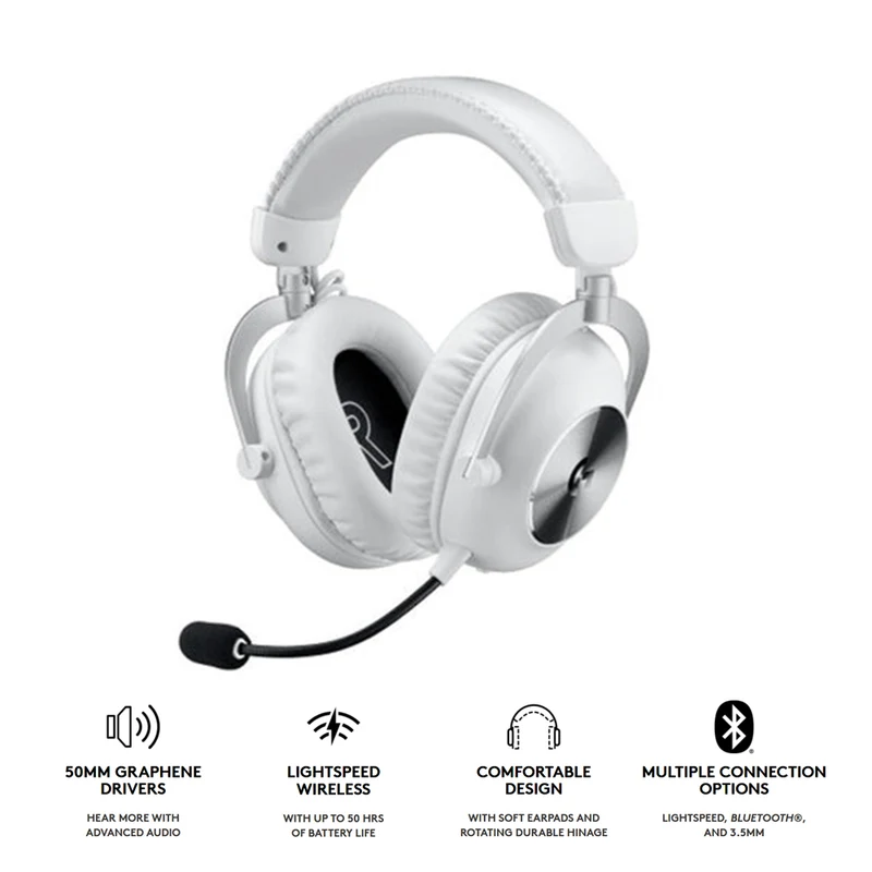 Logitech Pro X 2 Lightspeed Wireless Gaming Headset (White)