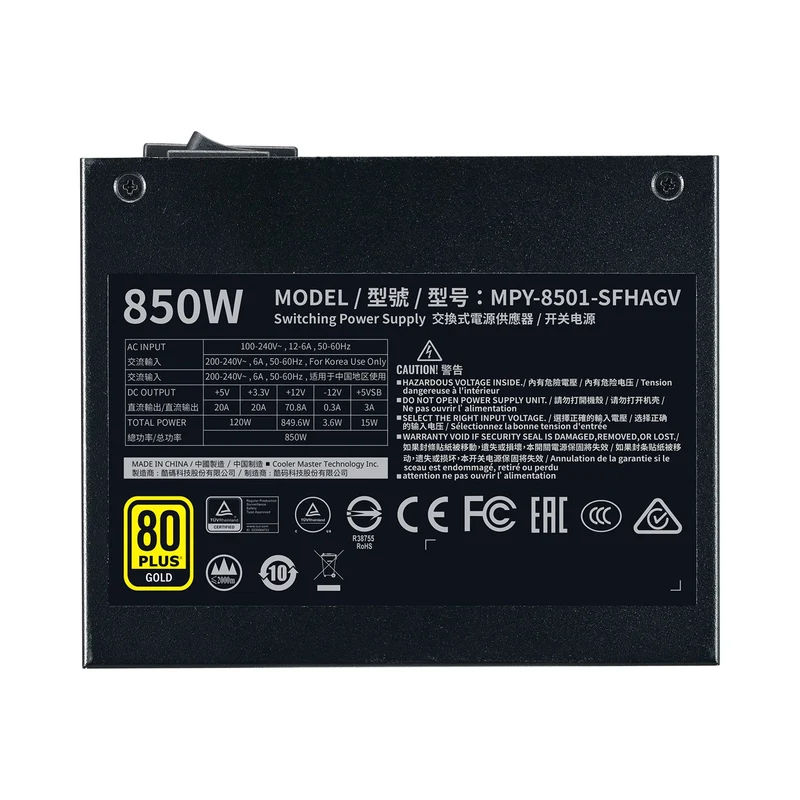 Cooler Master V850 850W SFX 80+ Gold Full-Modular Power Supply (Black) (MPY-8501-SFHAGV-US)