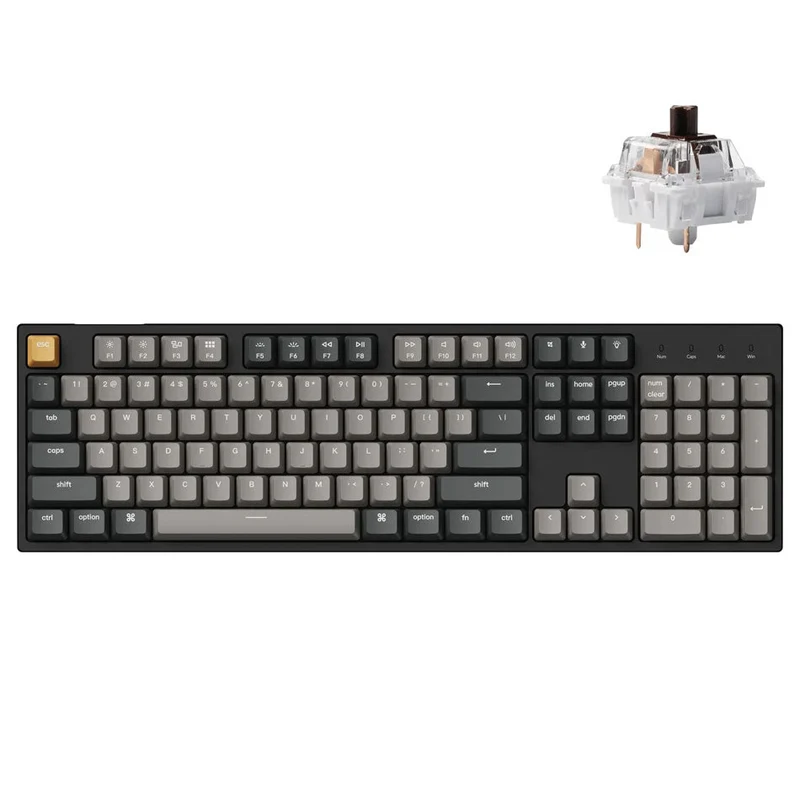 Keychron C2 Pro QMK/Via RGB Backlight Hot-Swappable Full Size Wired Mechanical Keyboard - Black (K Pro Brown Switch) (C2P-H3)