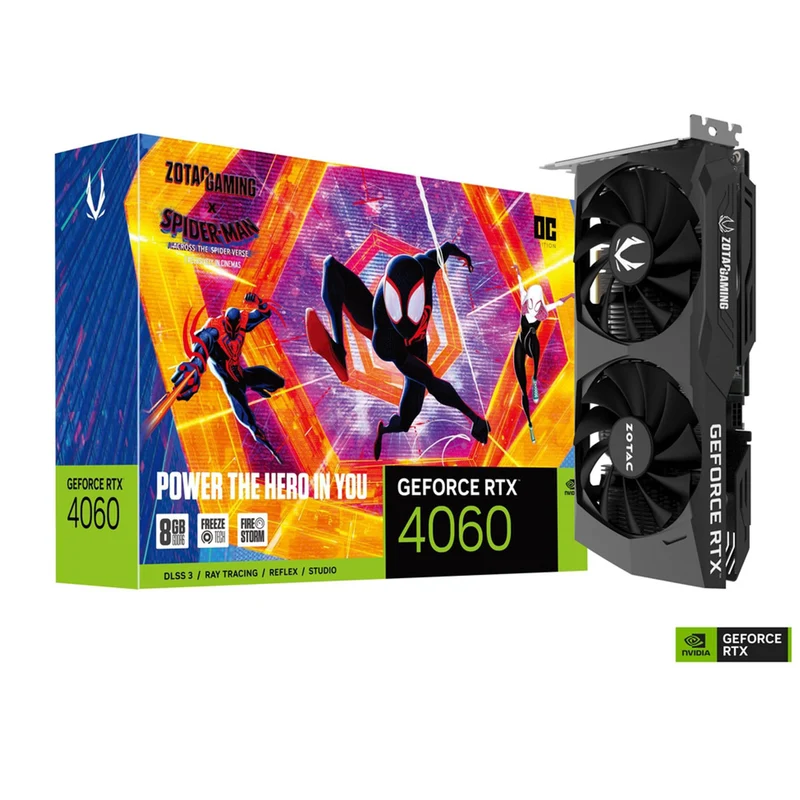Zotac Gaming Geforce RTX 4060 8GB OC 128BIT GDDR6 Graphics Card Spider-Man Across The Spider-Verse Bundle (ZT-D40600P-10SMP)