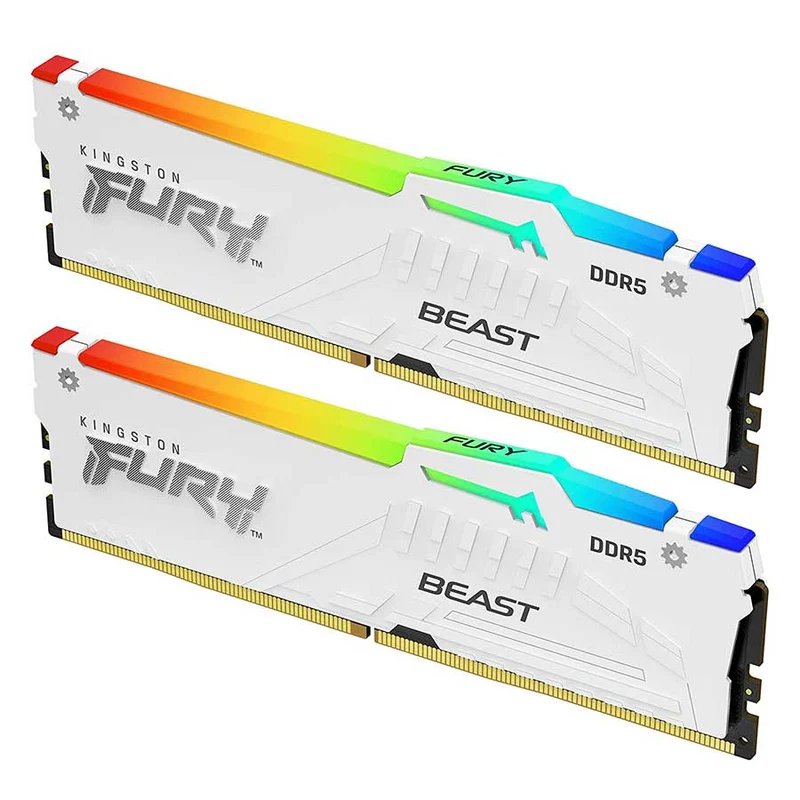 Kingston Fury Beast 64GB (2X32GB) DDR5 RGB Expo 6000MT/S CL36 Memory (White) (KF560C36BWEAK2-64)