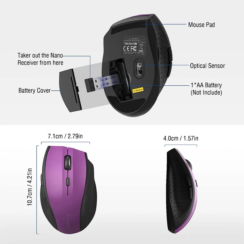 E-Yooso E-1010 Wireless Mouse (Purple)