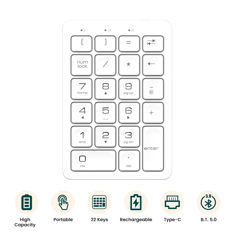 Darkflash N58 Bluetooth Digital Number Keypad (White)