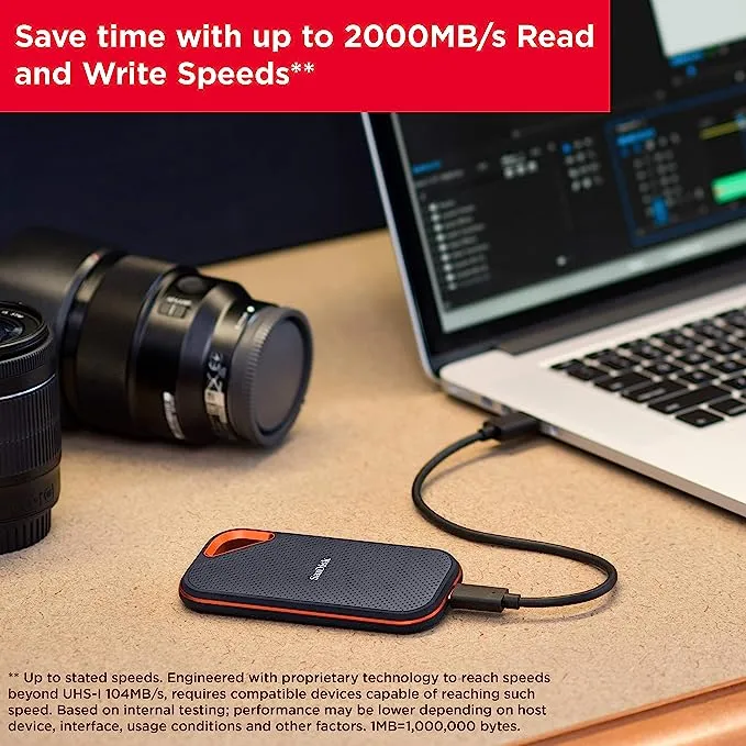 Sandisk Extreme Pro 2TB USB-C USB 3.2 GEN 2 X2 Up To 2000MB/S Portable SSD V2