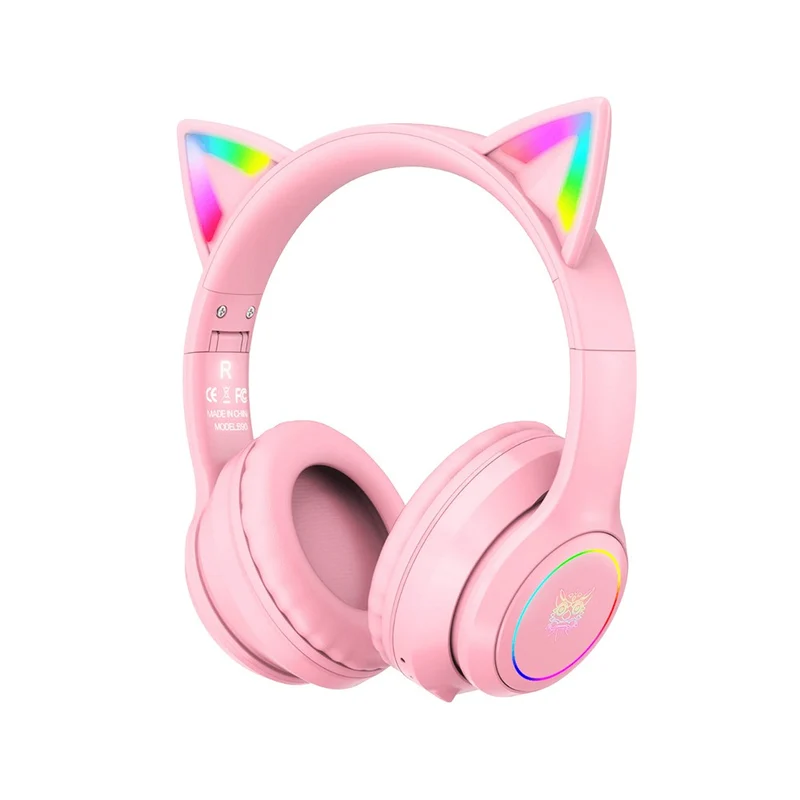 Onikuma B90 RGB Cat Ear Wireless Gaming Headset (Gradient Purple, Pink, Black)
