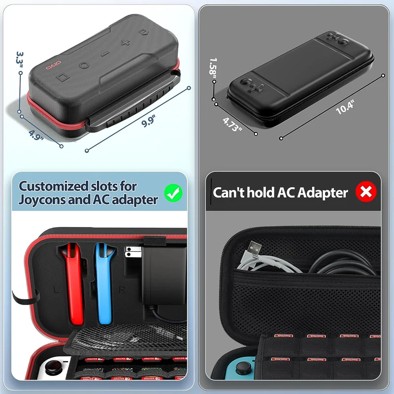 Oivo NSW Carry Case For N-Switch / N-Switch OLED (Red) (IV-SW188X-US)