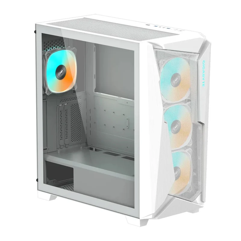Gigabyte C301 V2 Tempered Glass RGB Mid-Tower 4X ARGB PWM Fan ATX Case (White) (GB-C301GW-V2)