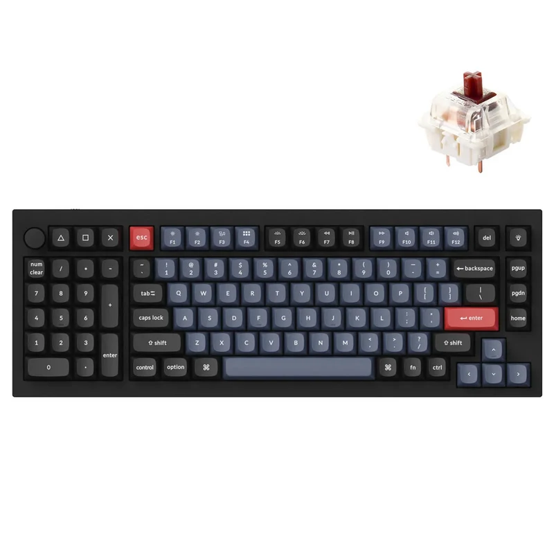 Keychron Q12 QMK 96% Fully Assembled Knob RGB Hot-Swappable Wired Mechanical Keyboard - Carbon Black A (Gateron G Pro Brown Switch) (Q12-M3)