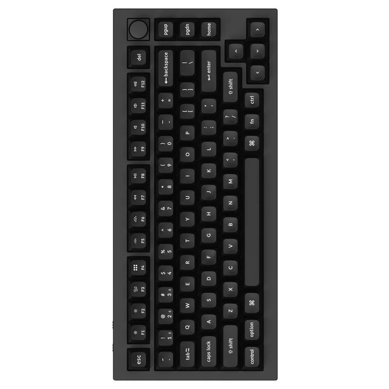 Keychron Q1 Pro QMK/Via 75% Fully Assembled Knob SE RGB Hot-Swappable Wireless Mechanical Keyboard - Carbon Black (K Pro Brown Switch) (Q1P-M3B)