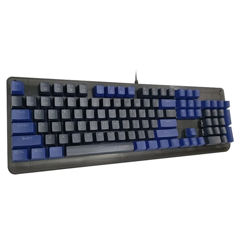 E-Yooso K-600 Ice Blue Single Light 104 Keys Wired Mechanical Keyboard Black (Blue Switch)