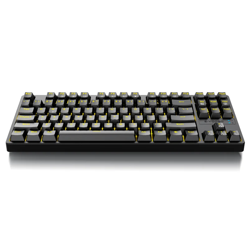 E-Yooso Z-87 Yellow Single Light 87 Keys Wired Mechanical Keyboard Black (Red Switch)