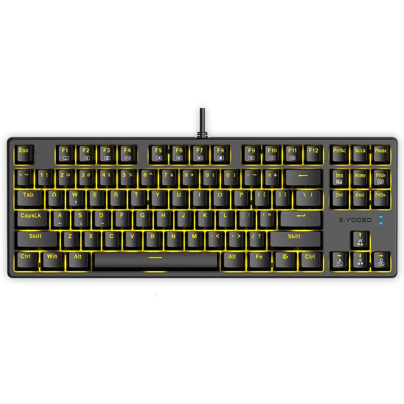 E-Yooso Z-87 Yellow Single Light 87 Keys Wired Mechanical Keyboard Black (Red Switch)