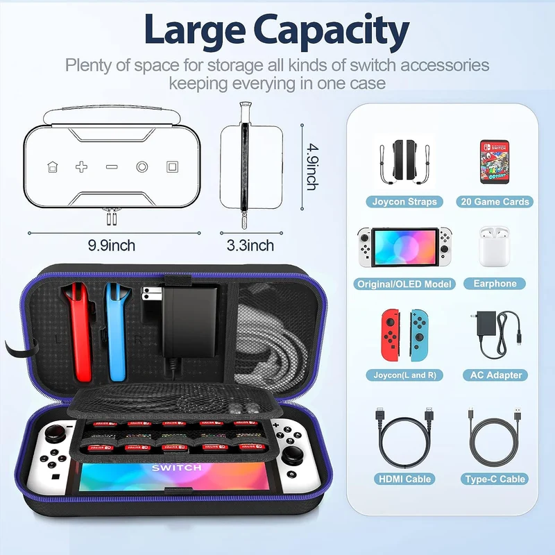 NSW OIVO Carry Case FOR N-Switch / N-Switch OLED (Blue) (IV-SW188)