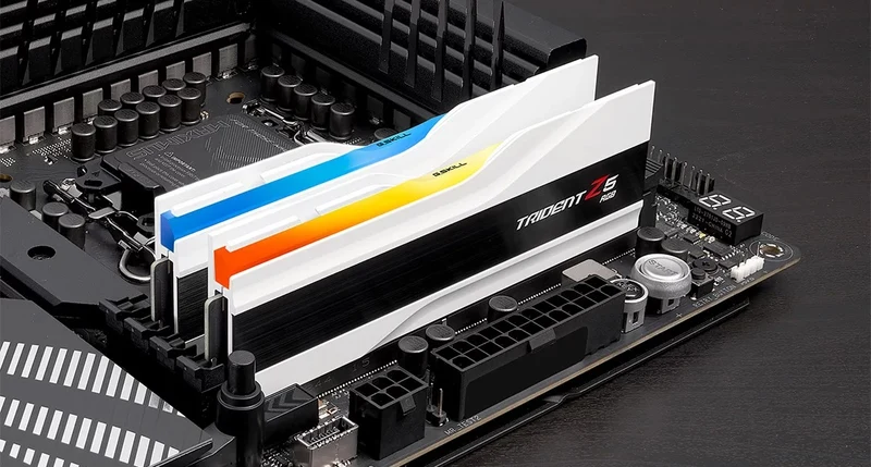 G.Skill Trident Z5 RGB 64GB (2X32GB) DDR5 Intel XMP 6400MHZ CL32-39-39-102 1.40V Desktop Memory (Matte White) (F5-6400J3239G32GX2-TZ5RW)