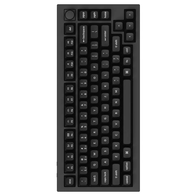 Keychron Q1 Pro QMK/Via 75% Fully Assembled Knob SE RGB Hot-Swappable Wireless Mechanical Keyboard - Carbon Black (K Pro Red Switch) (Q1P-M1B)