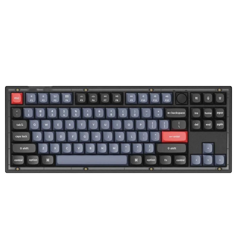 Keychron V3 QMK Fully Assembled Knob RGB Backlight Hot-Swappable TKL Wired Mechanical Keyboard - Frosted Black (K Pro Brown Switch) (V3-C3)