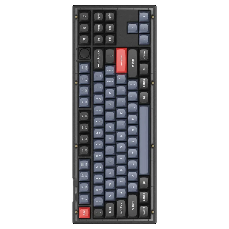 Keychron V3 QMK Fully Assembled Knob RGB Backlight Hot-Swappable TKL Wired Mechanical Keyboard - Frosted Black (K Pro Brown Switch) (V3-C3)