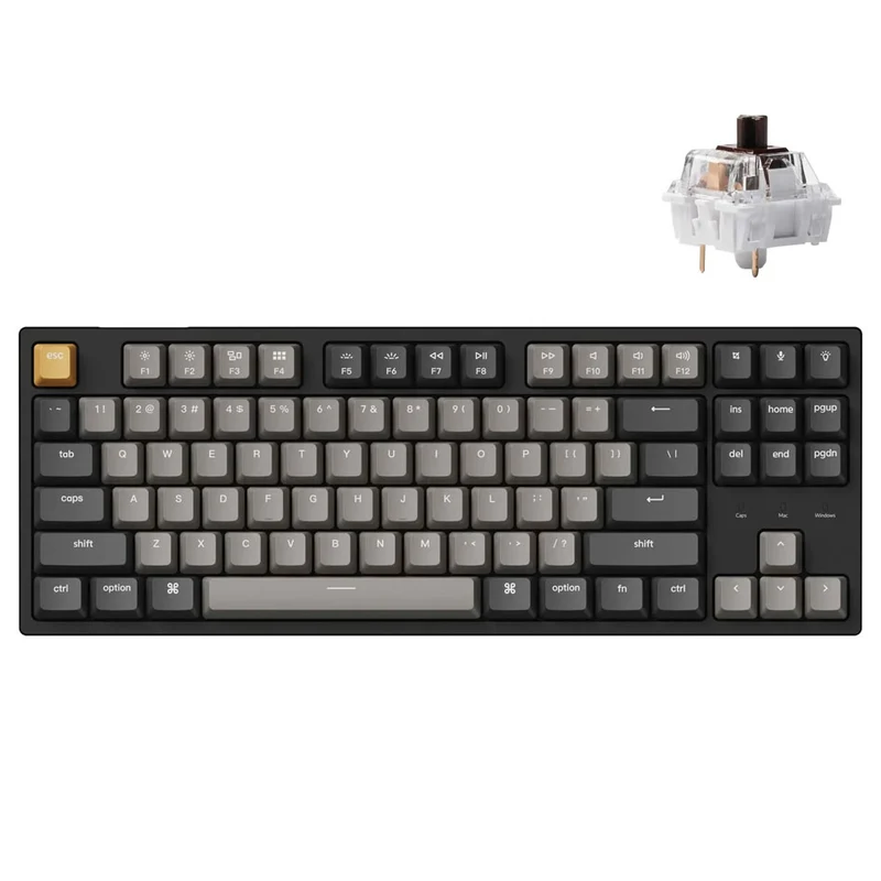 Keychron C1 Pro QMK/Via RGB Backlight Hot-Swappable TKL Wired Mechanical Keyboard - Black (K Pro Brown Switch) (C1P-H3)