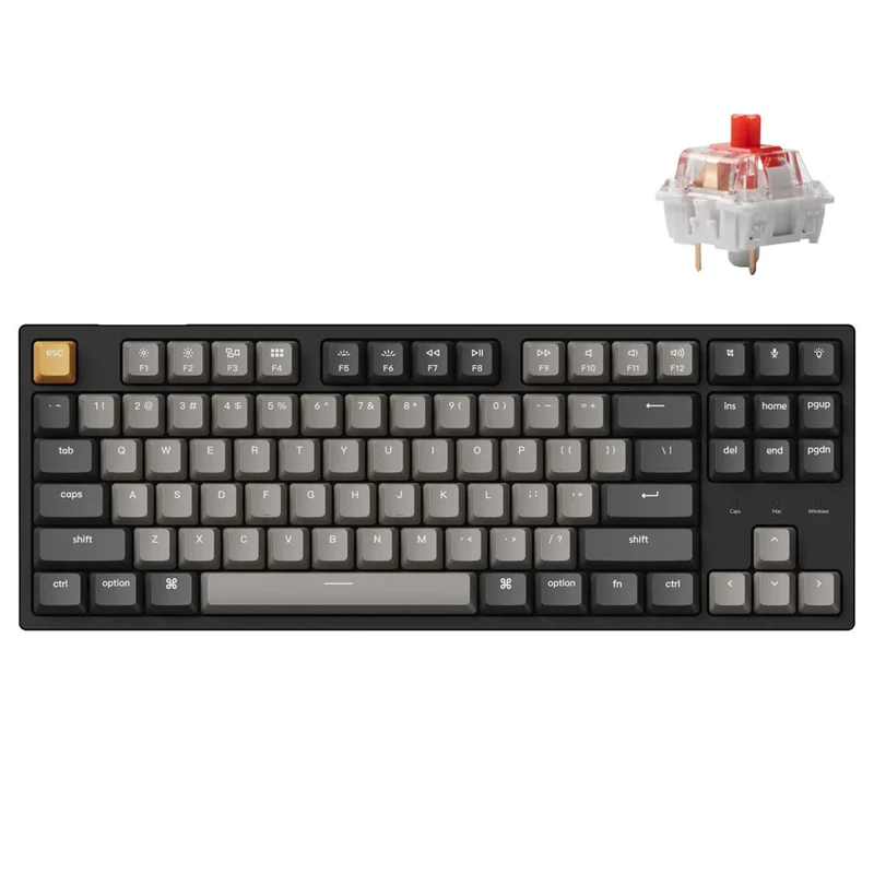 Keychron C1 Pro QMK/Via RGB Backlight Hot-Swappable TKL Wired Mechanical Keyboard - Black (K Pro Red Switch) (C1P-H1)