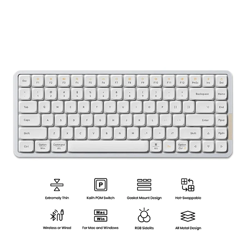 Lofree Flow 84 Keys Dual Mode Low Profile Mechanical Keyboard (Silver)