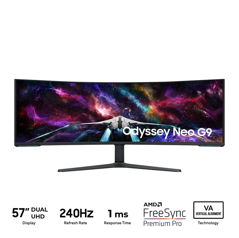 Samsung Odyssey Neo G9 (G95NC) LS57CG952NEXXP 57" 240Hz 1ms GTG 7680x2160 Dual UHD Quantum Mini-LED HDR 1000 Swivel, Tilt, Height-Adjust Curved Gaming Monitor + Samsung HW-B550 Soundbar (Black) Bundle
