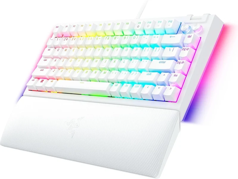 Razer Blackwidow V4 75% Hot-Swappable Mechanical Gaming Keyboard (Orange Switches) (White)
