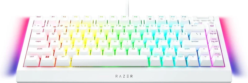 Razer Blackwidow V4 75% Hot-Swappable Mechanical Gaming Keyboard (Orange Switches) (White)