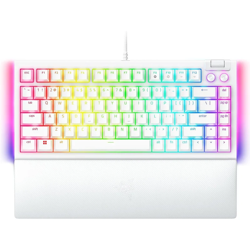 Razer Blackwidow V4 75% Hot-Swappable Mechanical Gaming Keyboard (Orange Switches) (White)