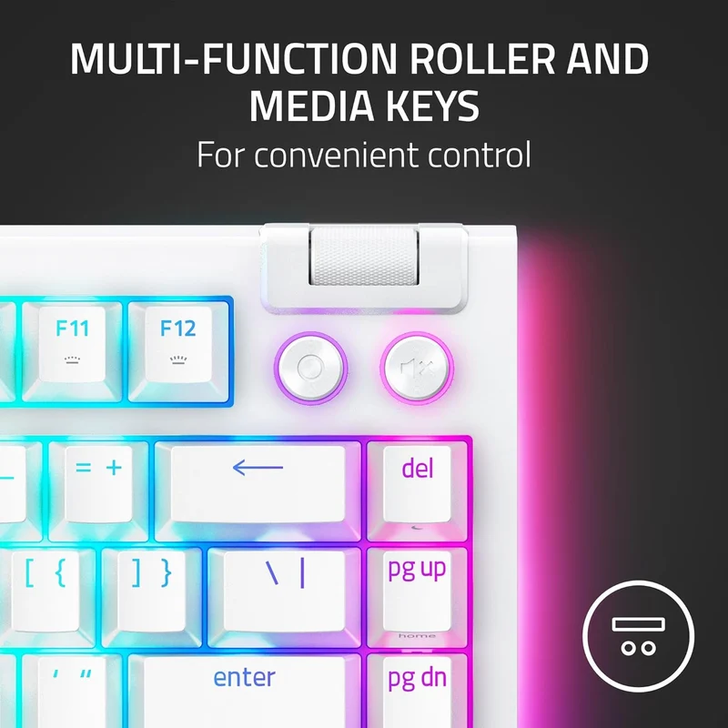 Razer Blackwidow V4 75% Hot-Swappable Mechanical Gaming Keyboard (Orange Switches) (White)