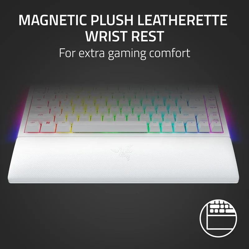 Razer Blackwidow V4 75% Hot-Swappable Mechanical Gaming Keyboard (Orange Switches) (White)