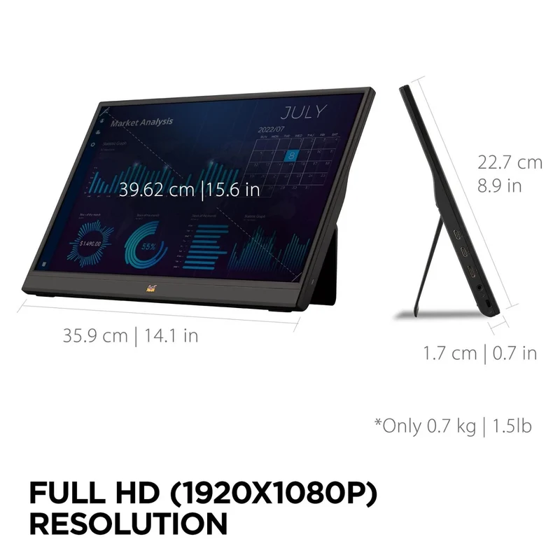 Viewsonic VA1655 15.6" FHD IPS 60Hz Portable Monitor w/ USB-C and Mini HDMI