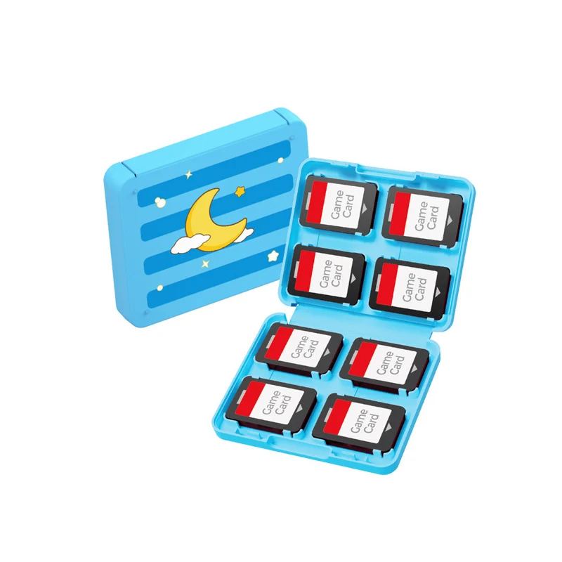 Dobe Game Card Storage + JoyCon Silicon Thumb Grips for Switch/ Switch OLED (Blue) HNS-005