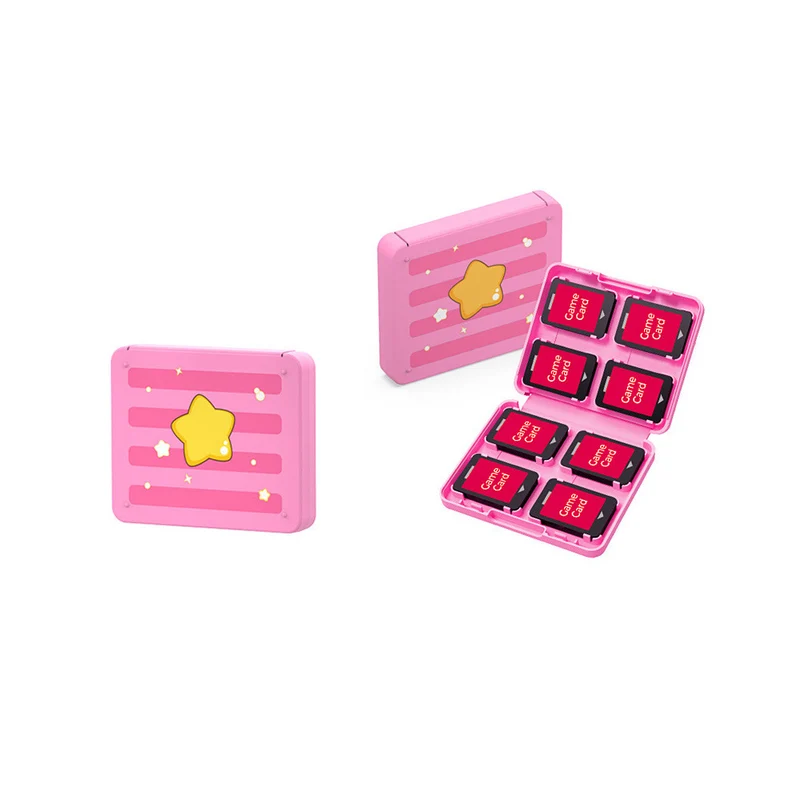 Dobe Game Card Storage + JoyCon Silicon Thumb Grips for Switch/ Switch OLED (Pink) HNS-005